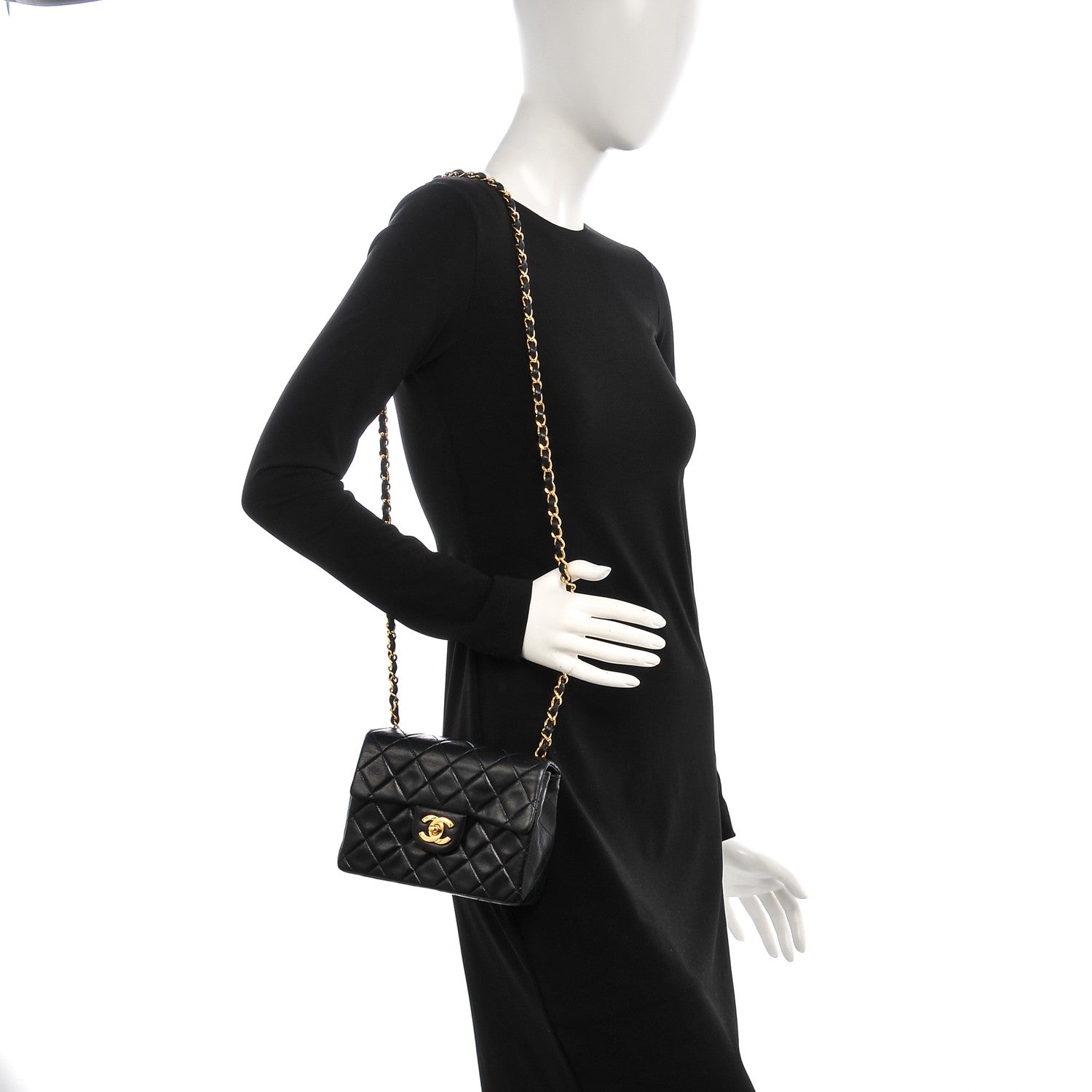 Chanel Lambskin Quilted Mini Square Flap Black 2 of 10