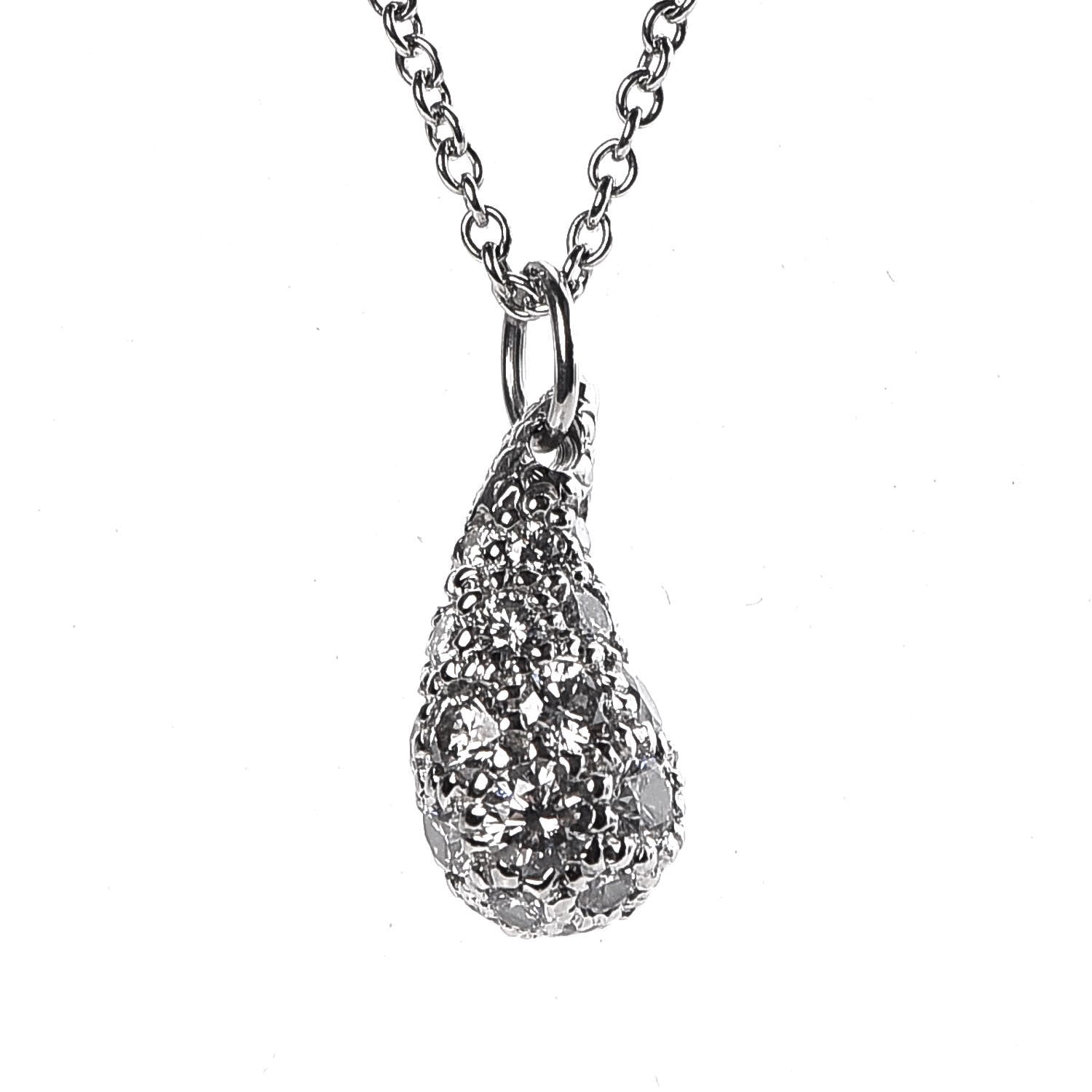 Tiffany Platinum Diamond 6mm Elsa Peretti Teardrop Pendant Necklace 4 of 7