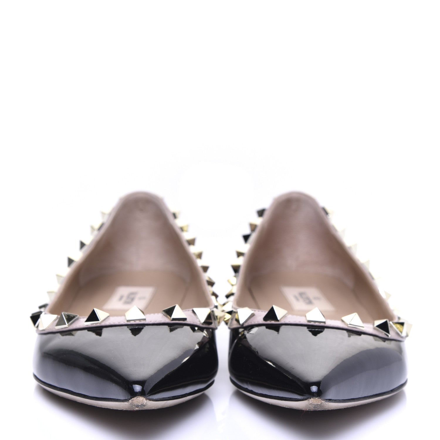 Valentino Garavani Patent Rockstud Ballerina Flats 36 Black Poudre 2 of 10
