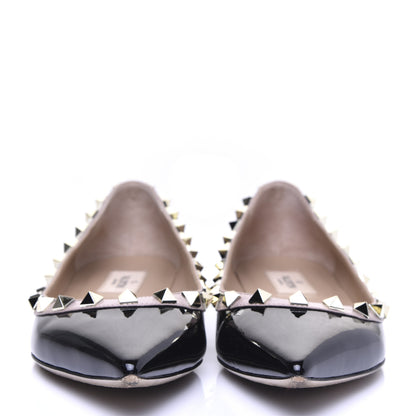 Valentino Garavani Patent Rockstud Ballerina Flats 36 Black Poudre 2 of 10