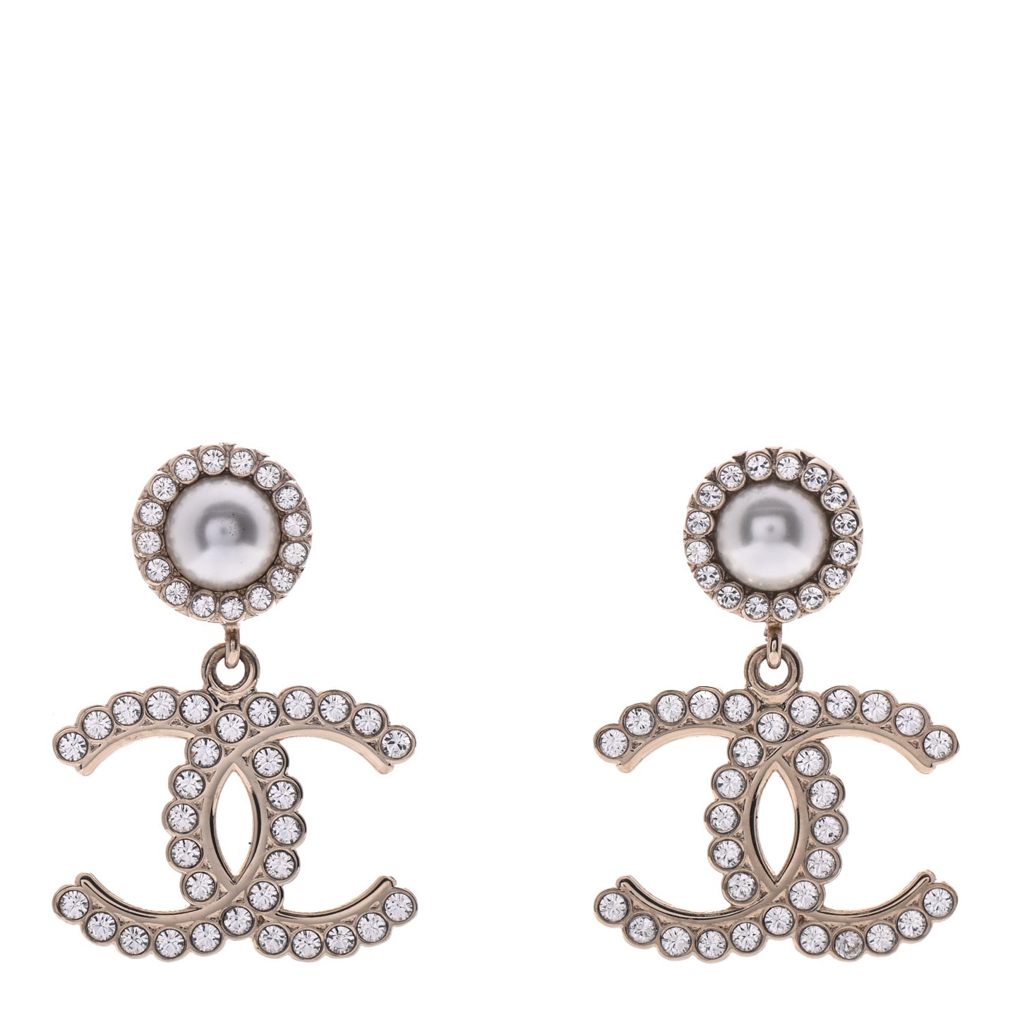 Crystal Pearl Bow-tiful CC Drop Earrings Gold