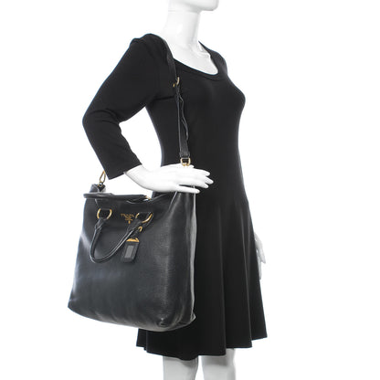 Prada Vitello Daino Tote Black 3 of 12