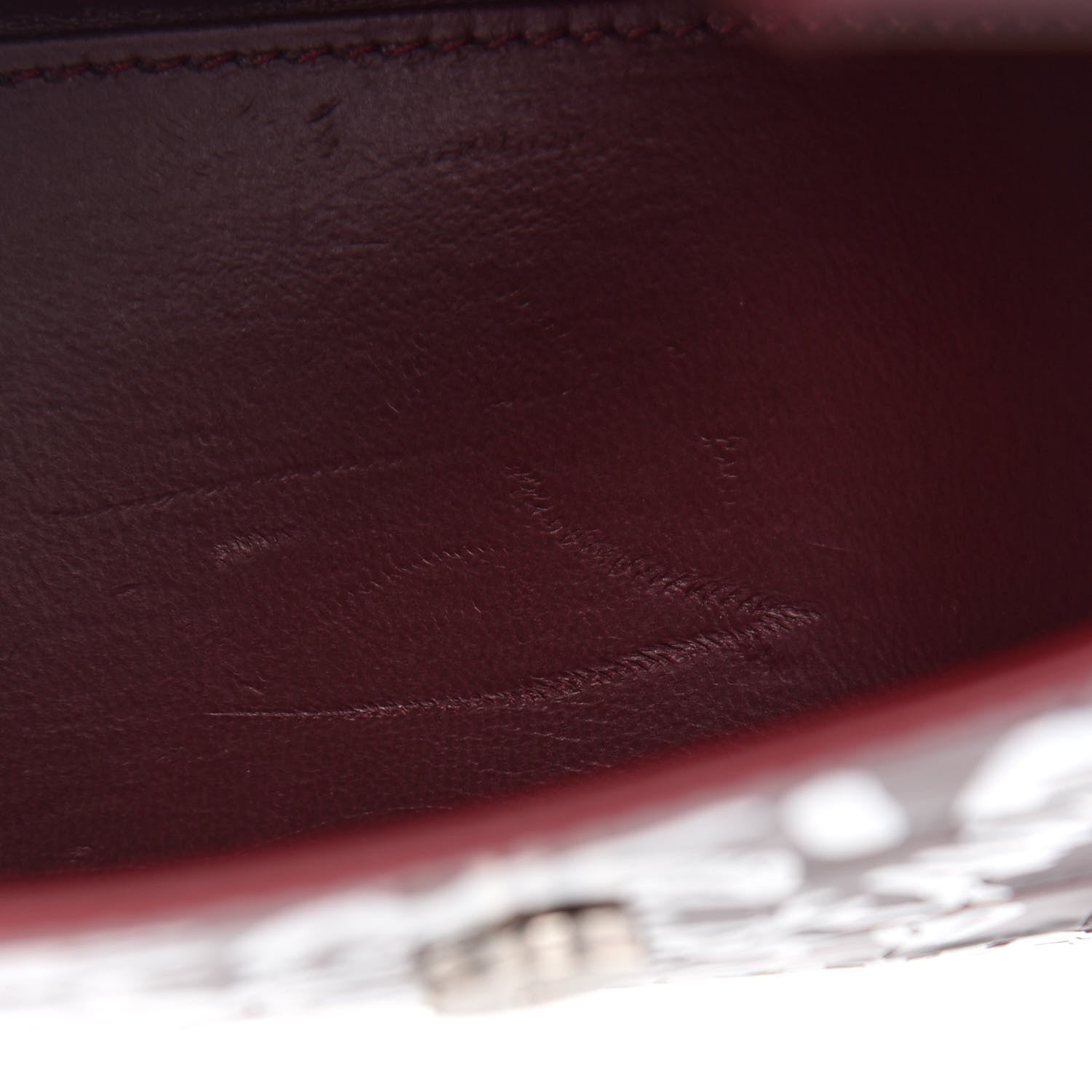 Balenciaga Calfskin Graffiti Crocodile Embossed Hourglass Top Handle Bag XS Dark Red White 9 of 9