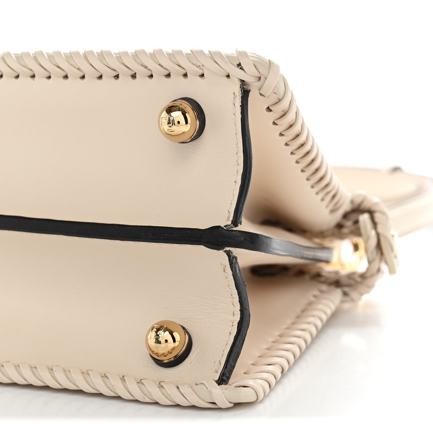 Fendi Vitello King Shiny Nappa Intreccio Petite Peekaboo I SEE U Satchel  Camelia 10 of 10