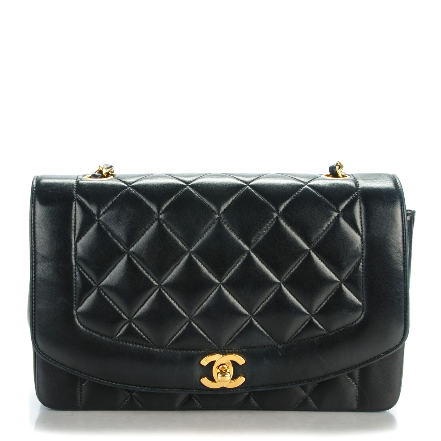 Lambskin Quilted Medium Single Flap Black
