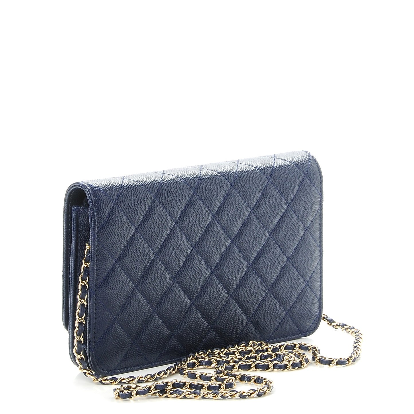 Caviar Quilted Golden Class Wallet On Chain WOC Navy