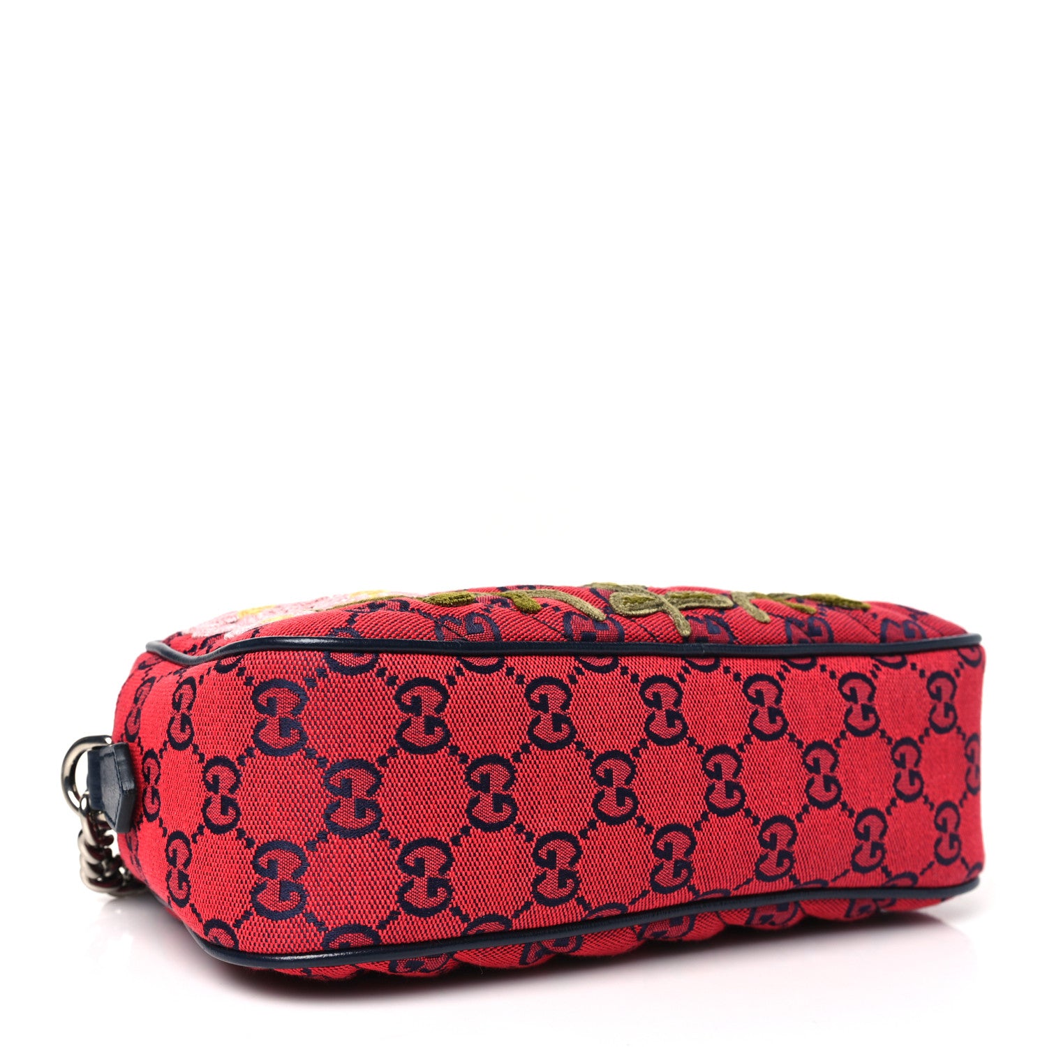 Gucci Monogram Multicolor Matelasse Diagonal Floral Embroidered Small GG Marmont Chain Shoulder Bag Red Blue Multicolor 4 of 11