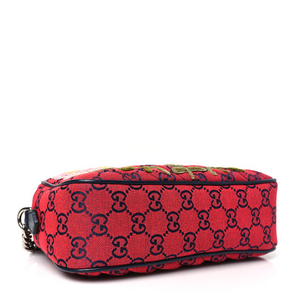 Gucci Monogram Multicolor Matelasse Diagonal Floral Embroidered Small GG Marmont Chain Shoulder Bag Red Blue Multicolor 4 of 11