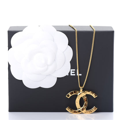 Chanel Metal CC Paris Button Necklace Gold 5 of 5
