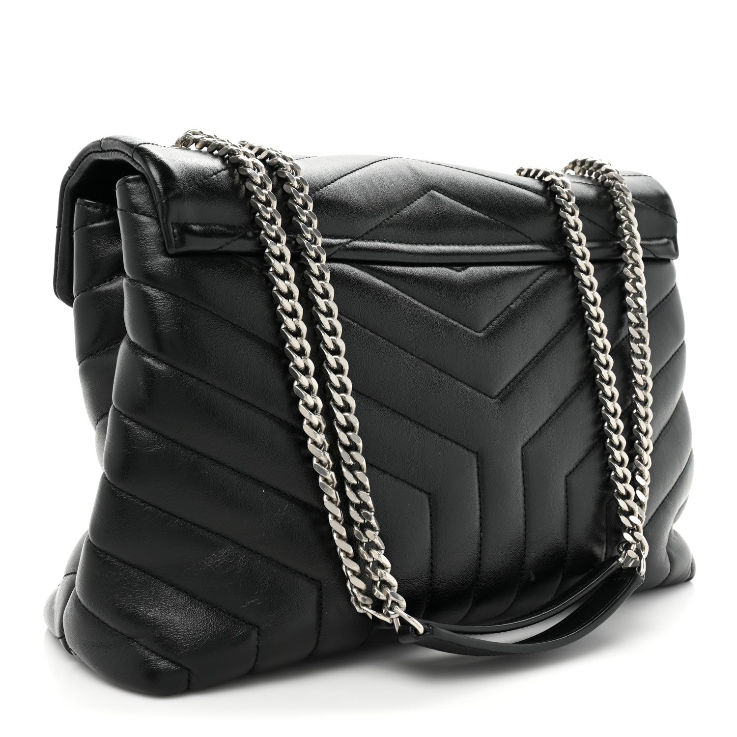 Saint Laurent Calfskin Y Quilted Monogram Medium Loulou Chain Satchel Black 3 of 15