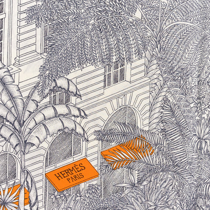 Hermes Silk Faubourg Tropical Scarf 45 Anthracite Ciel 2 of 3