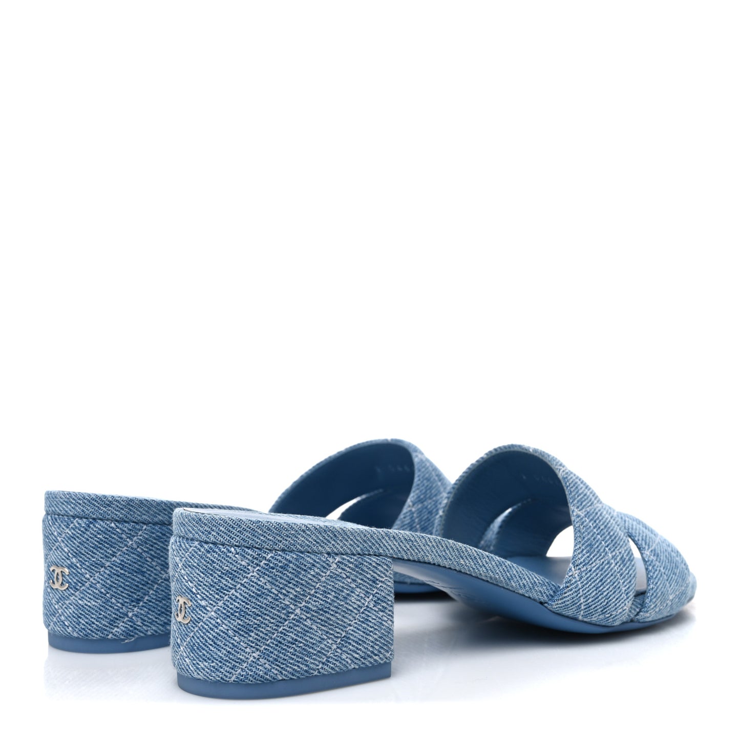 Denim Quilted Mules 37.5 Blue