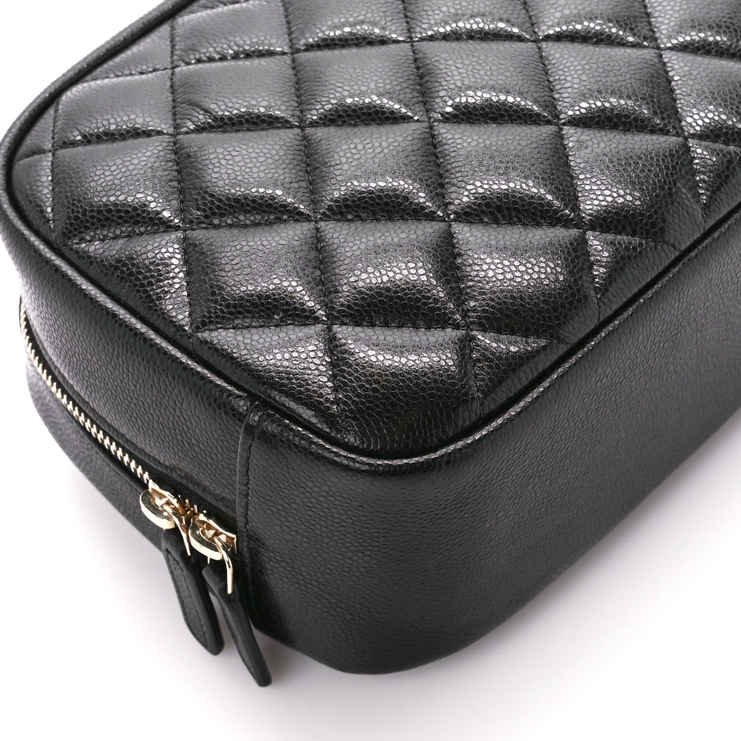 Chanel Caviar Quilted Medium Curvy Pouch Cosmetic Case Black 9 of 11