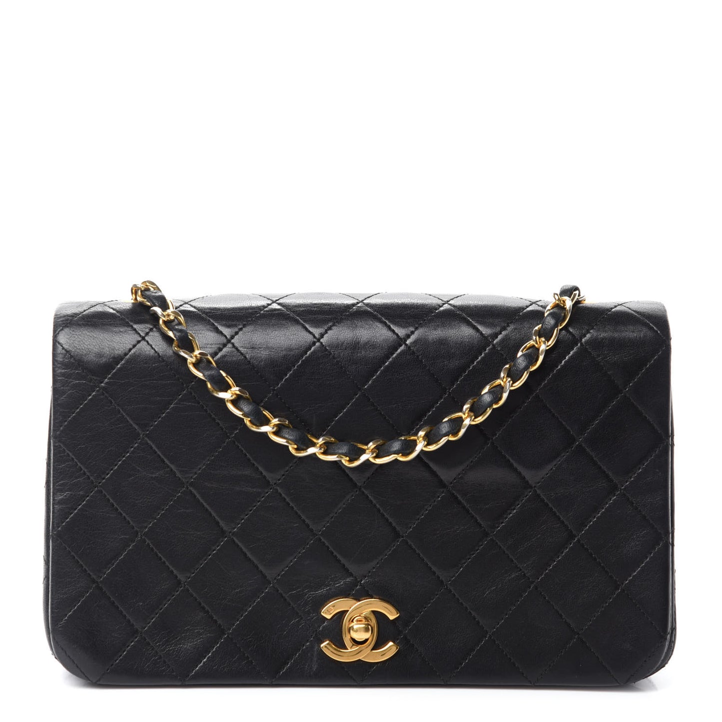 Lambskin Quilted Small Single Flap Black