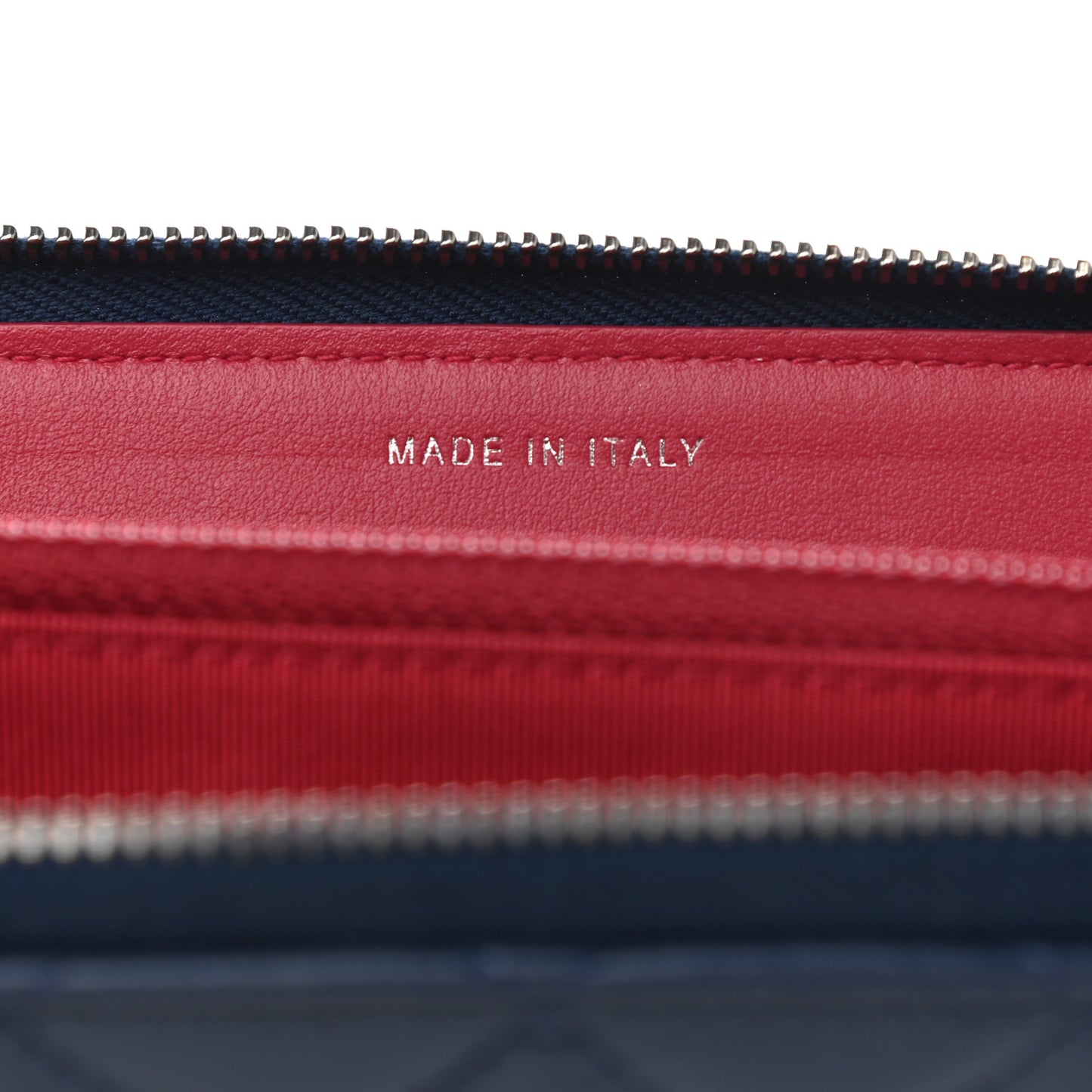 Aged Calfskin Quilted Small Gabrielle Zip Around Wallet Blue Black