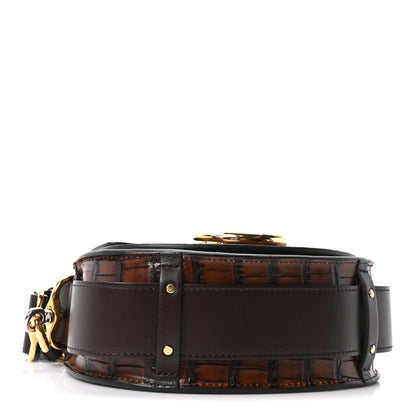 Chloe Calfskin Crocodile Embossed Small Tess Bag Dark Ebony 4 of 9