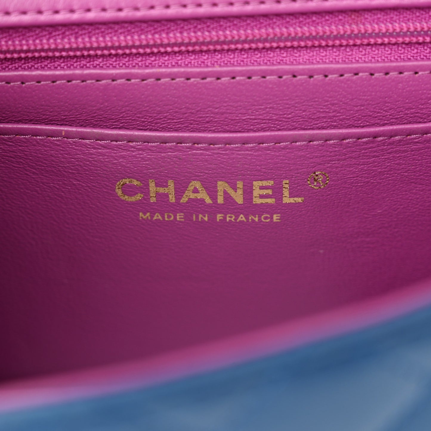Lambskin Quilted Mini Rectangular Flap Blue Purple