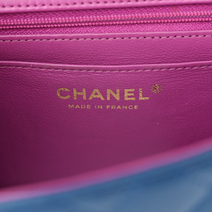Chanel Lambskin Quilted Mini Rectangular Flap Blue Purple 6 of 10