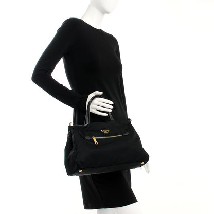 Prada Tessuto Nylon Saffiano Shopping Satchel Black 3 of 9