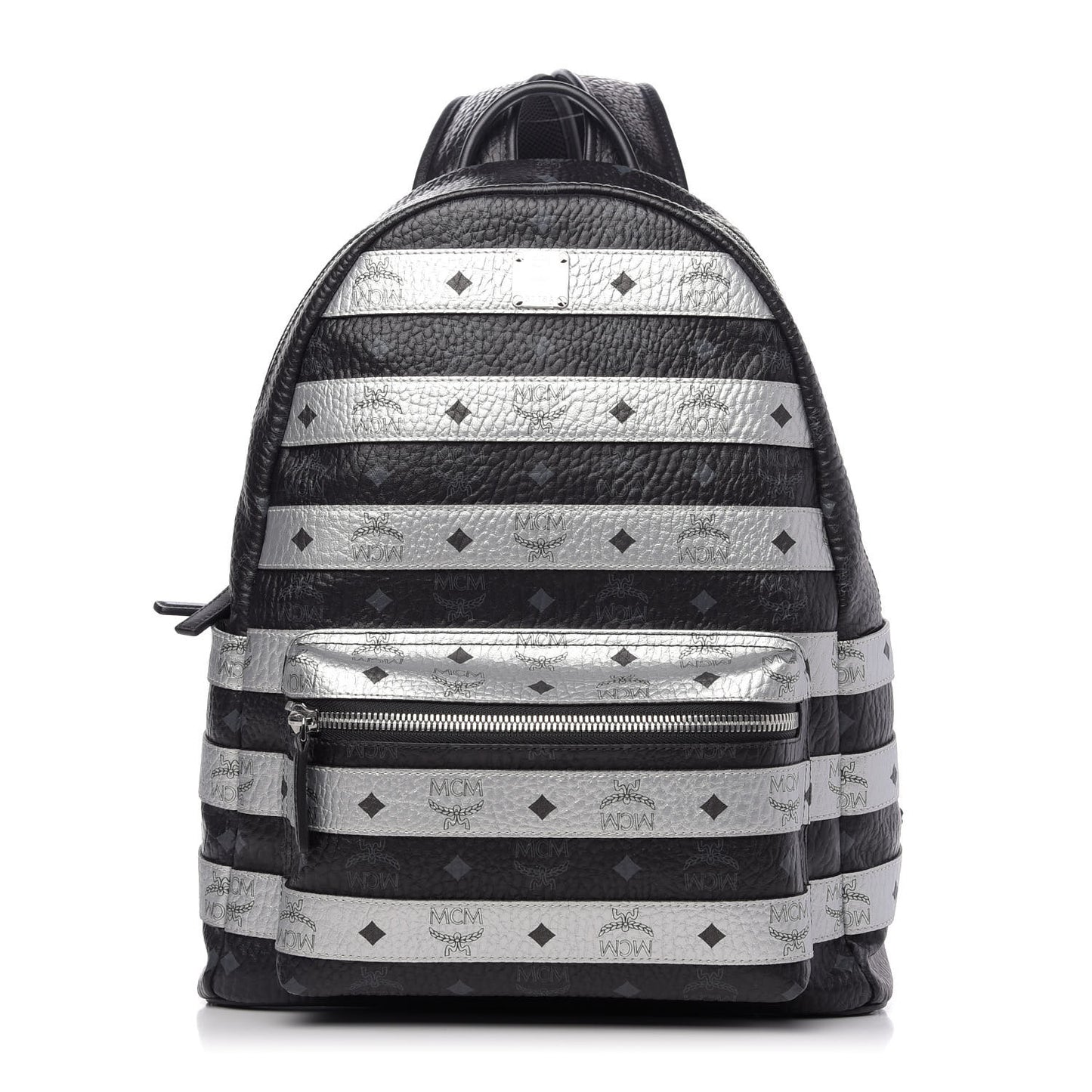 Metallic Visetos Striped Medium Stark Backpack Silver Black