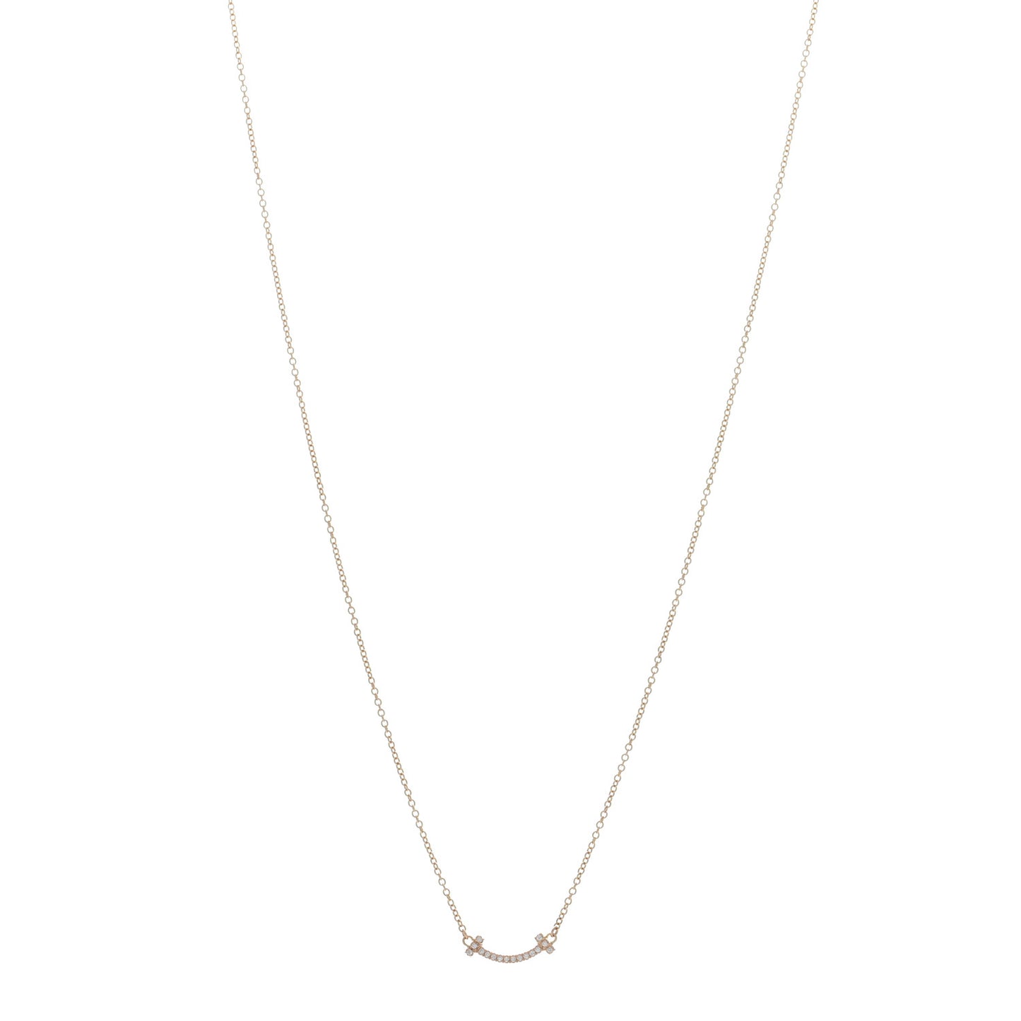 18K Rose Gold Diamond Mini T Smile Pendant Necklace