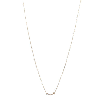 Tiffany 18K Rose Gold Diamond Mini T Smile Pendant Necklace 1 of 4