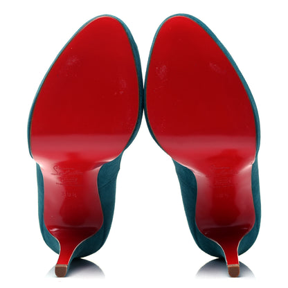 Christian Louboutin Suede Yoyo Zeppa 120 Pumps 38.5 Peacock 5 of 7