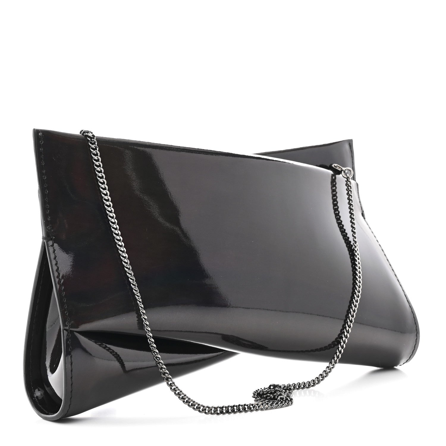 Christian Louboutin Patent Psychic Loubitwist Clutch Black 3 of 9