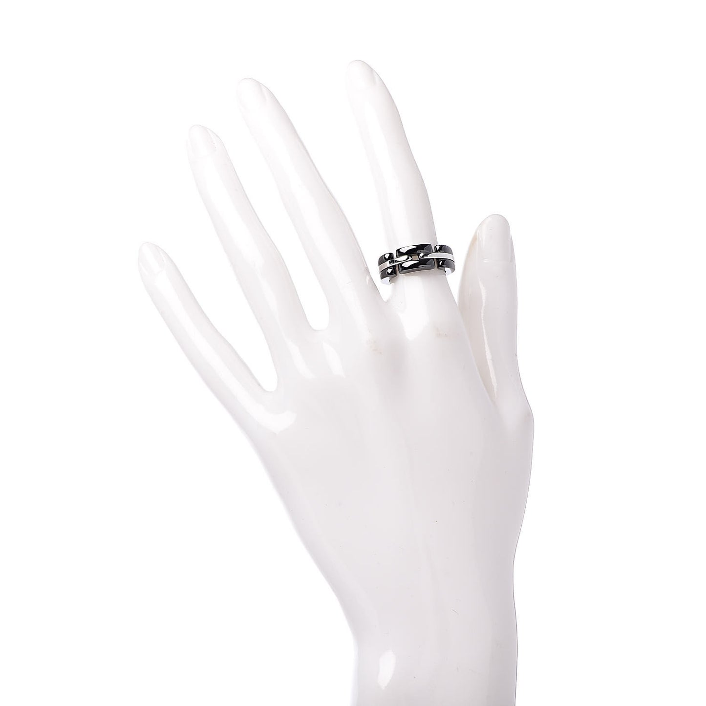 18K White Gold Ceramic Medium Ultra Ring 49 4.75 Black