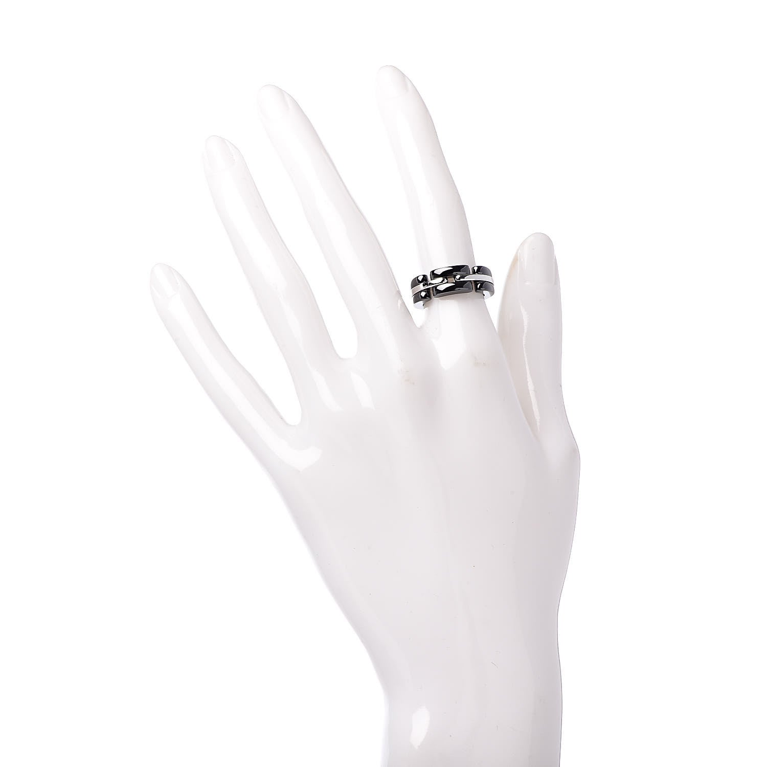 Chanel 18K White Gold Ceramic Medium Ultra Ring 49 4.75 Black 2 of 5