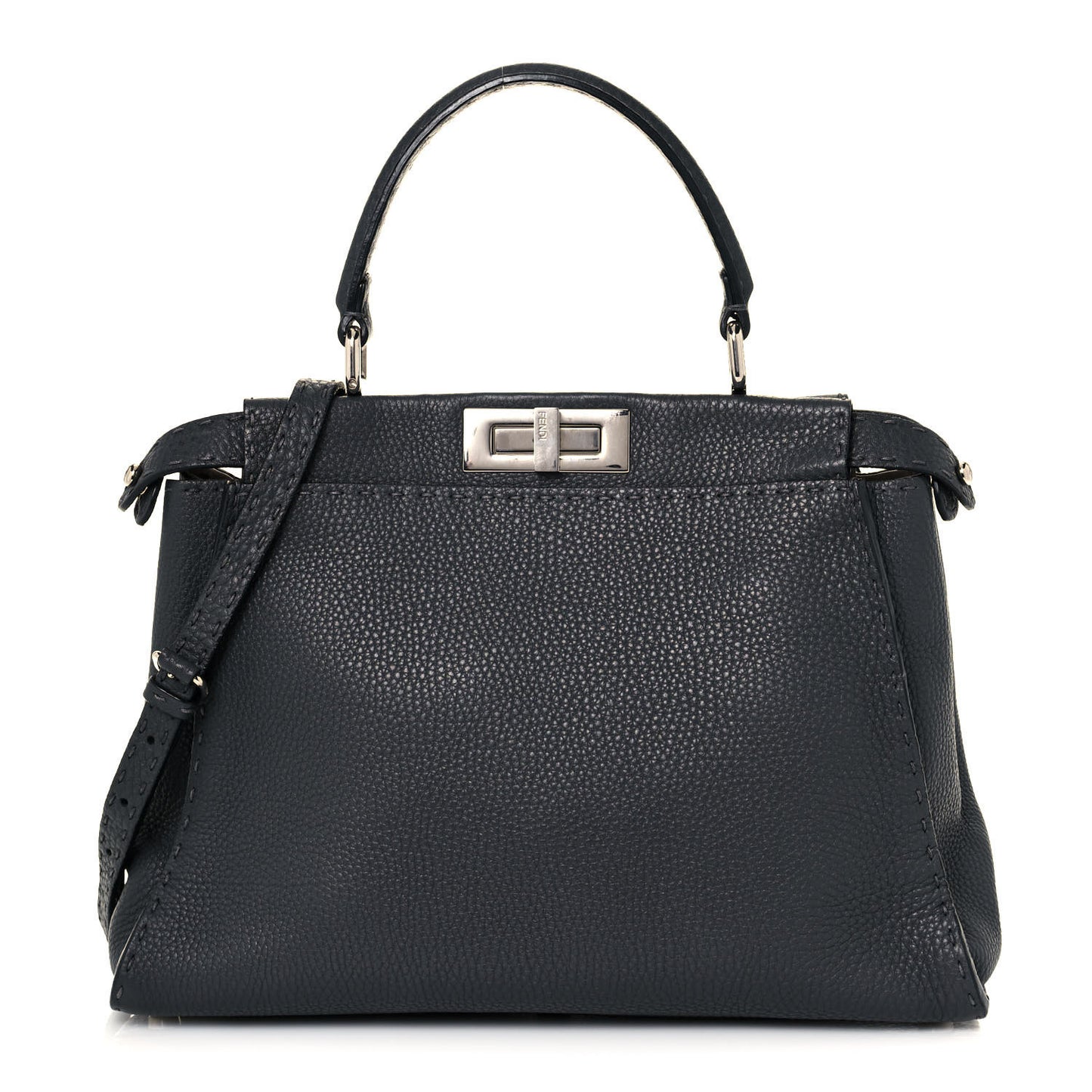 Cuoio Romano Selleria Bi-Color Medium Peekaboo Iconic Satchel Asfalto Latte