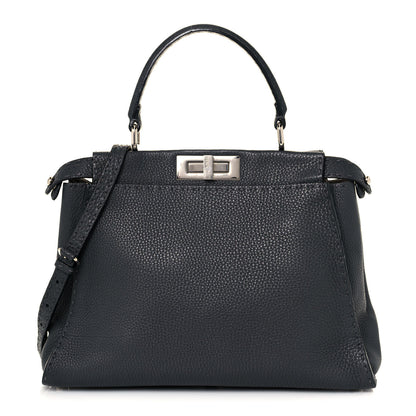 Fendi Cuoio Romano Selleria Bi-Color Medium Peekaboo Iconic Satchel Asfalto Latte 1 of 15