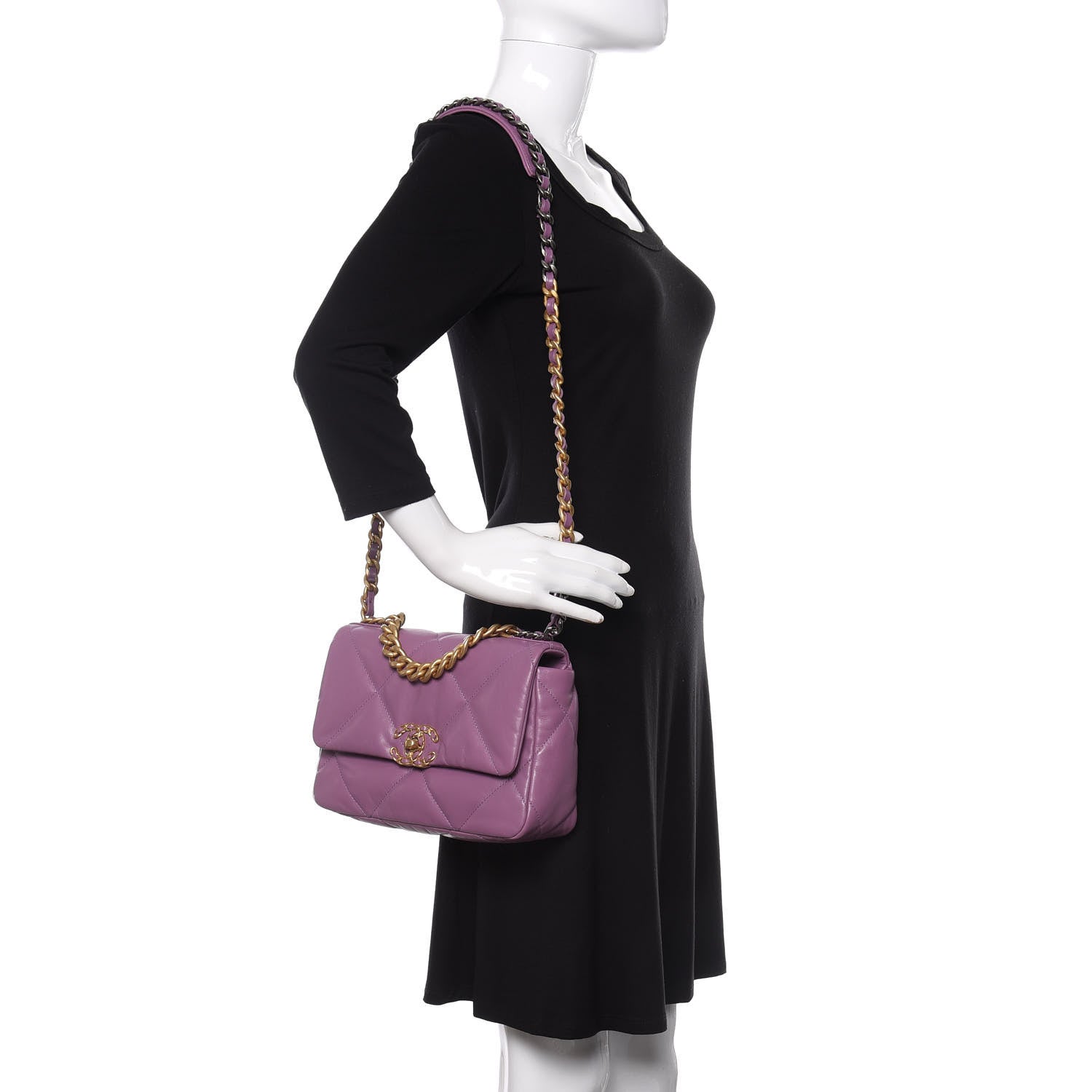 Chanel Goatskin Quilted Medium 19 Flap Violet Purple 2 of 10