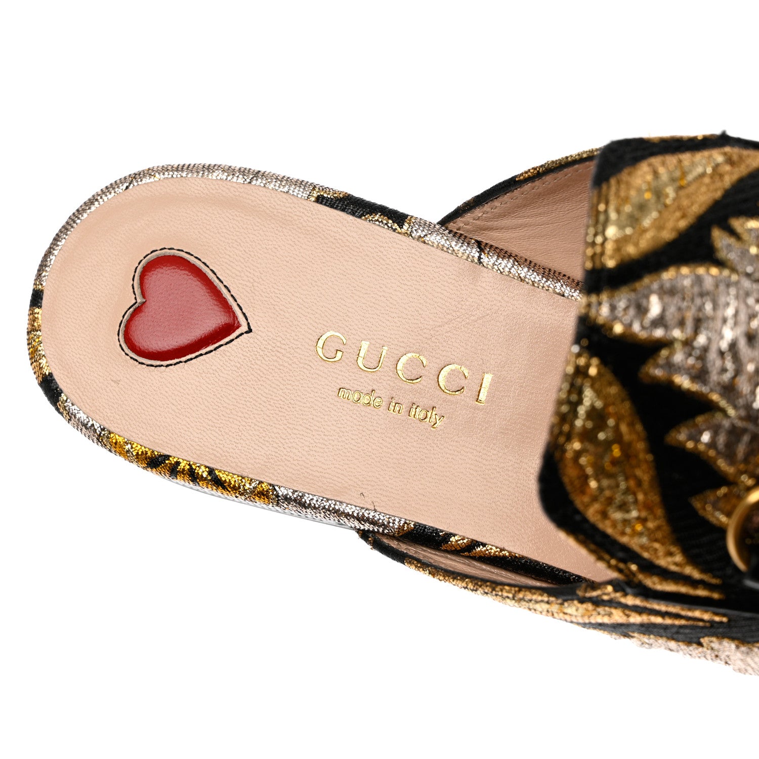Gucci Jacquard Floral Womens Princetown Slippers 36.5 Oro Black 7 of 9
