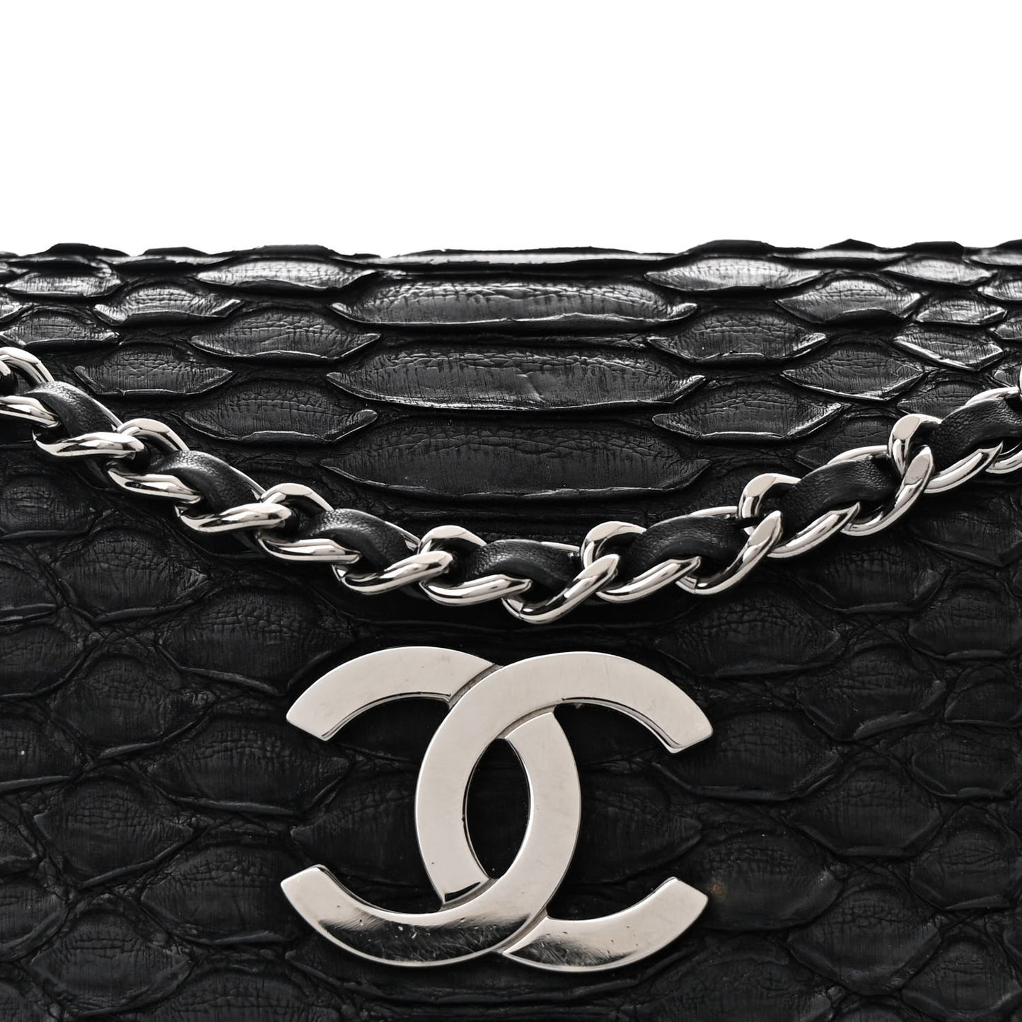 Snakeskin Mini  Flap Black