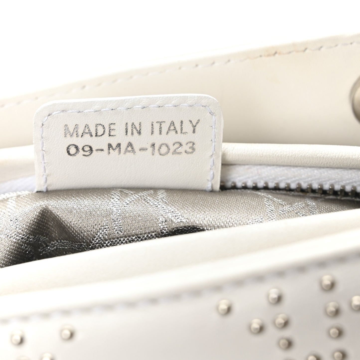Lambskin Studded Cannage Medium Lady Dior White