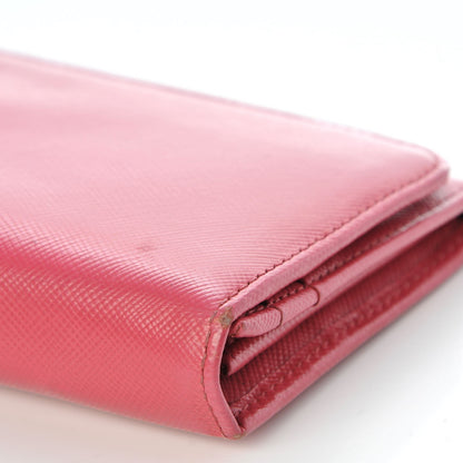 Prada Saffiano Metal Continental Flap Wallet Peonia 12 of 14