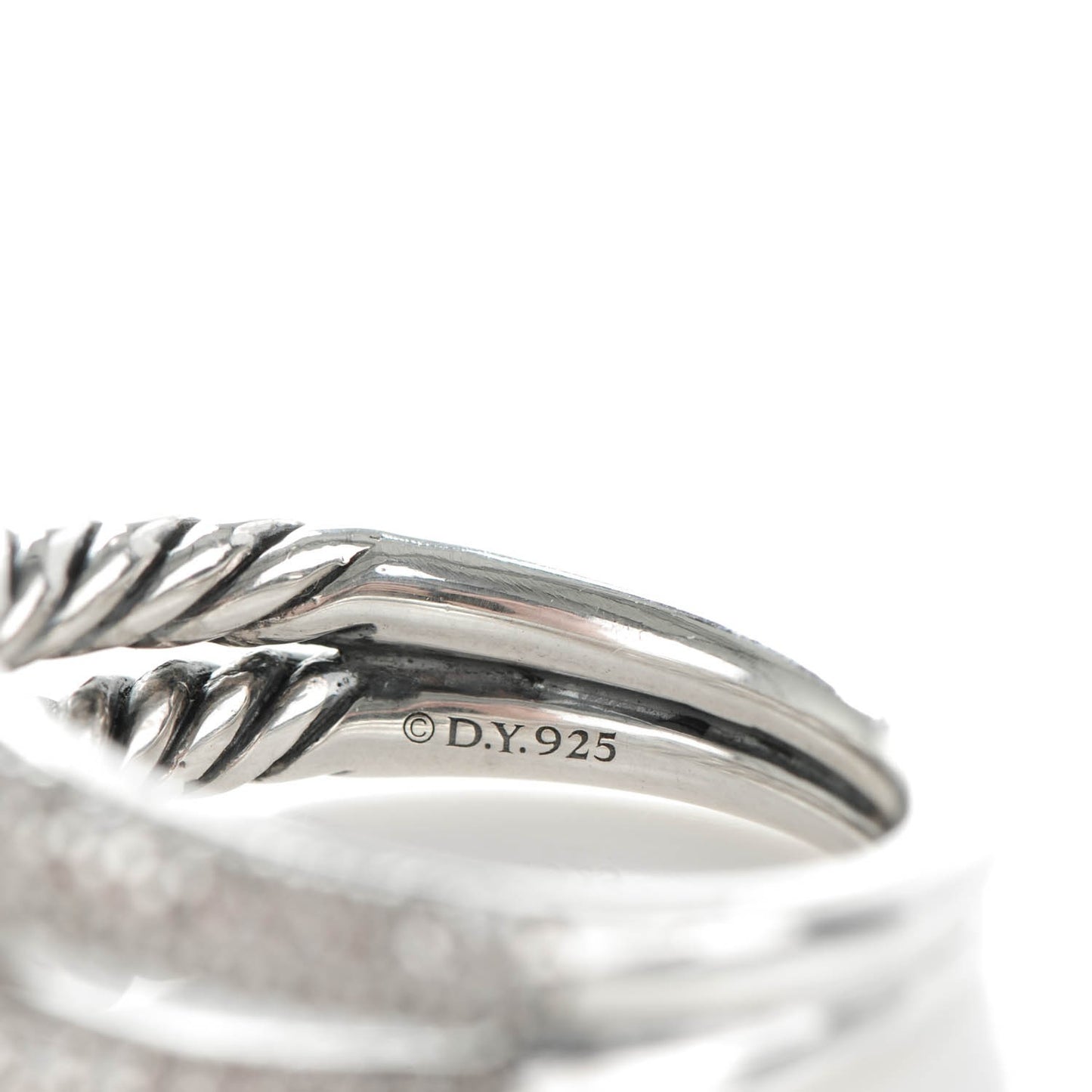 Sterling Silver Pave Diamond Single Loop Labyrinth Ring 6.75