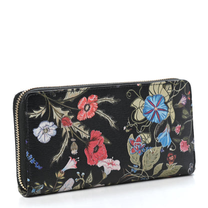 Gucci Shangai Calfskin Flora Knight Zip Around Wallet Black 2 of 4