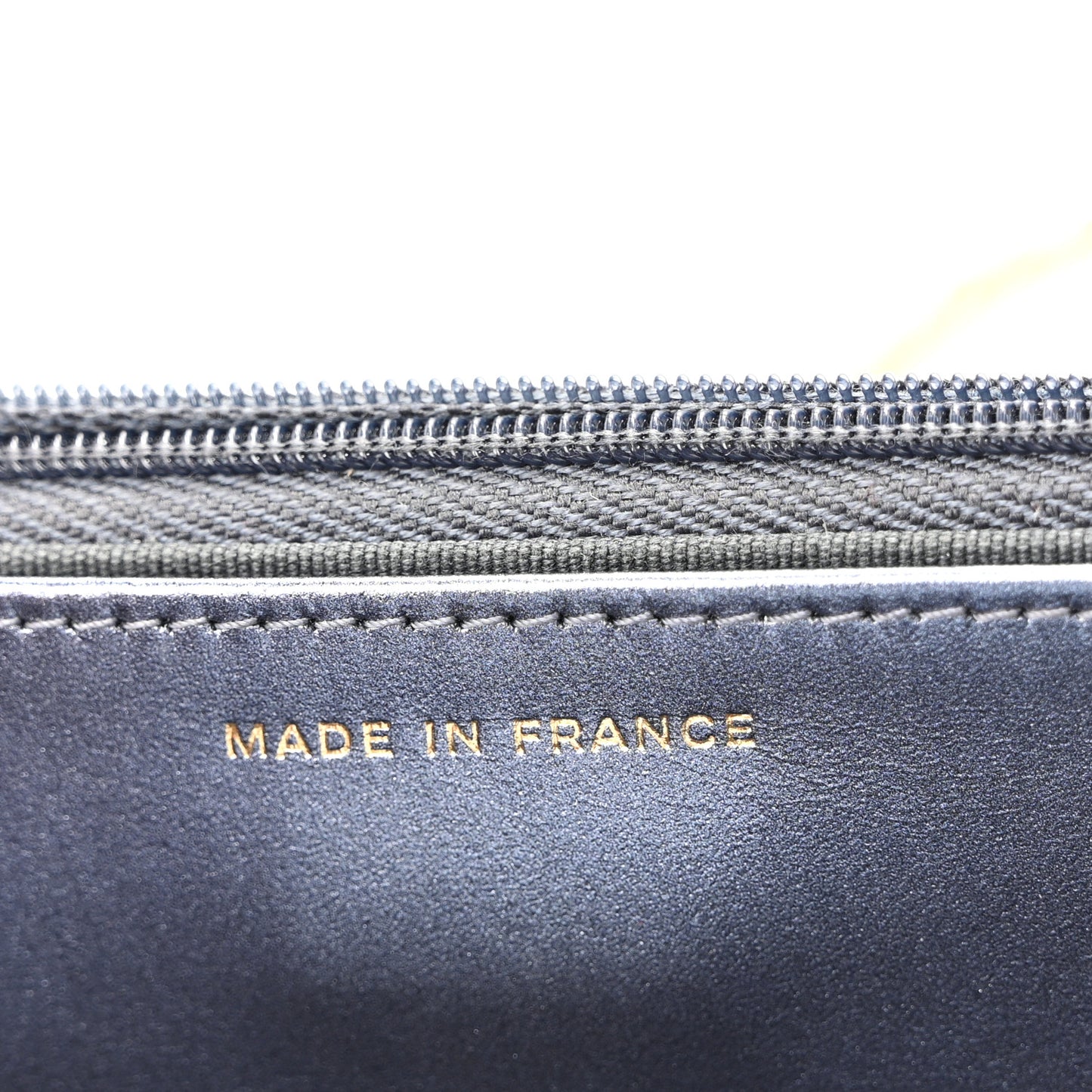 Metallic Calfskin Quilted Wallet On Chain WOC Navy Blue