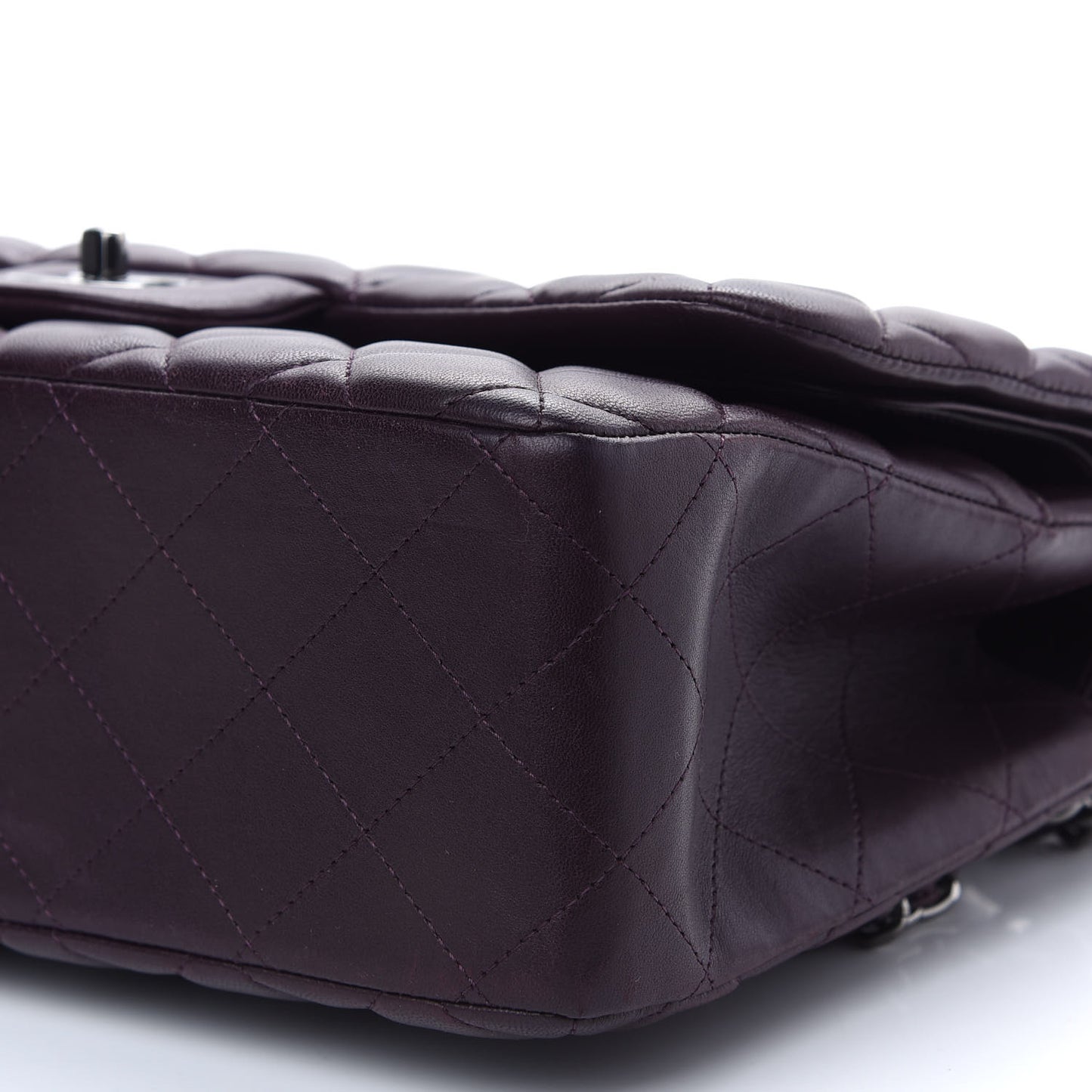 Lambskin Quilted Jumbo Double Flap Purple