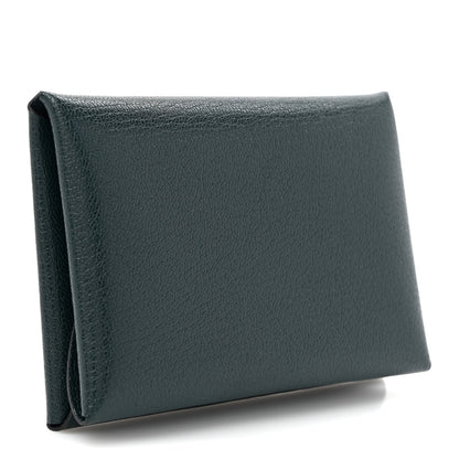 Hermes Chevre Mysore Duo Calvi Card Case Bleu Abysse 3 of 10