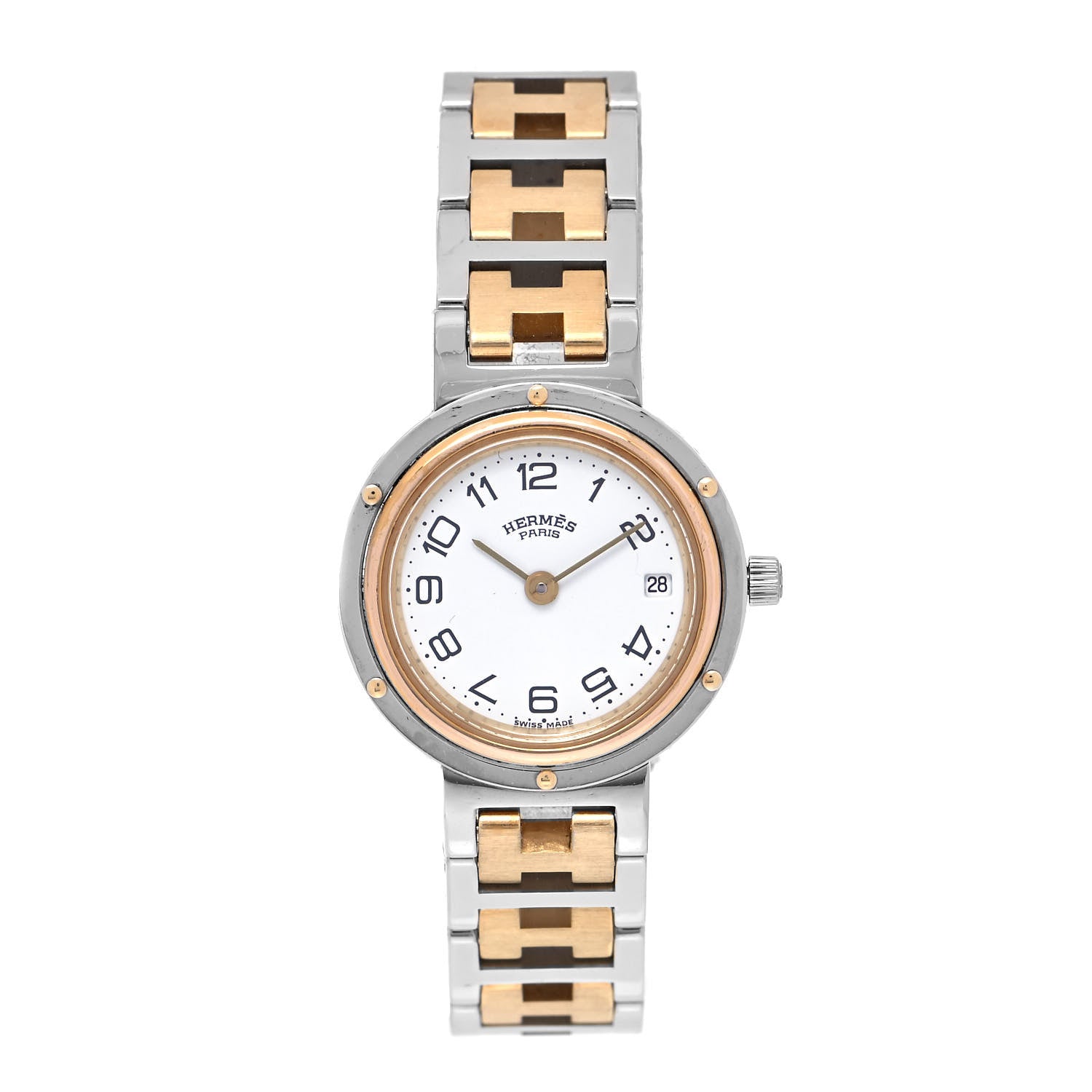 Hermes Stainless Steel 24mm Clipper Quartz Watch Gold 1 of 4