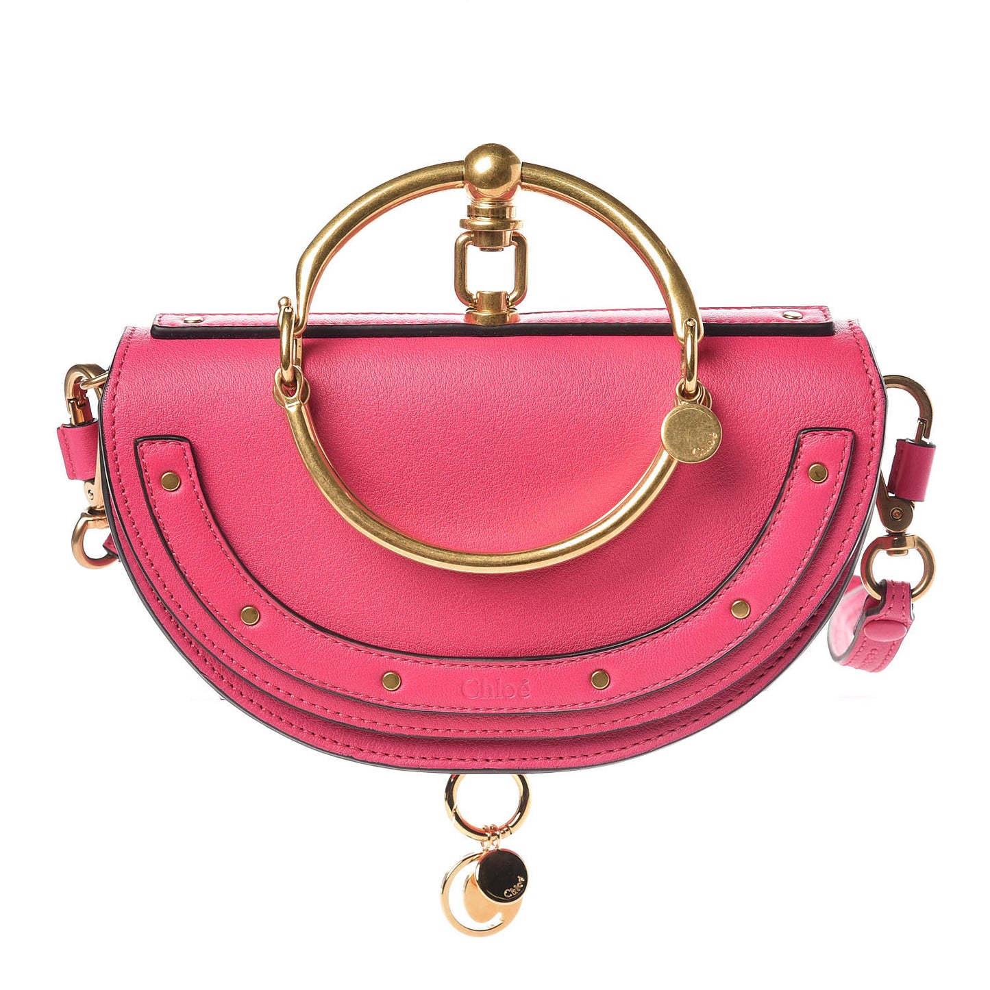 Calfskin Small Nile Bracelet Minaudiere Bag Fuchsia Rose