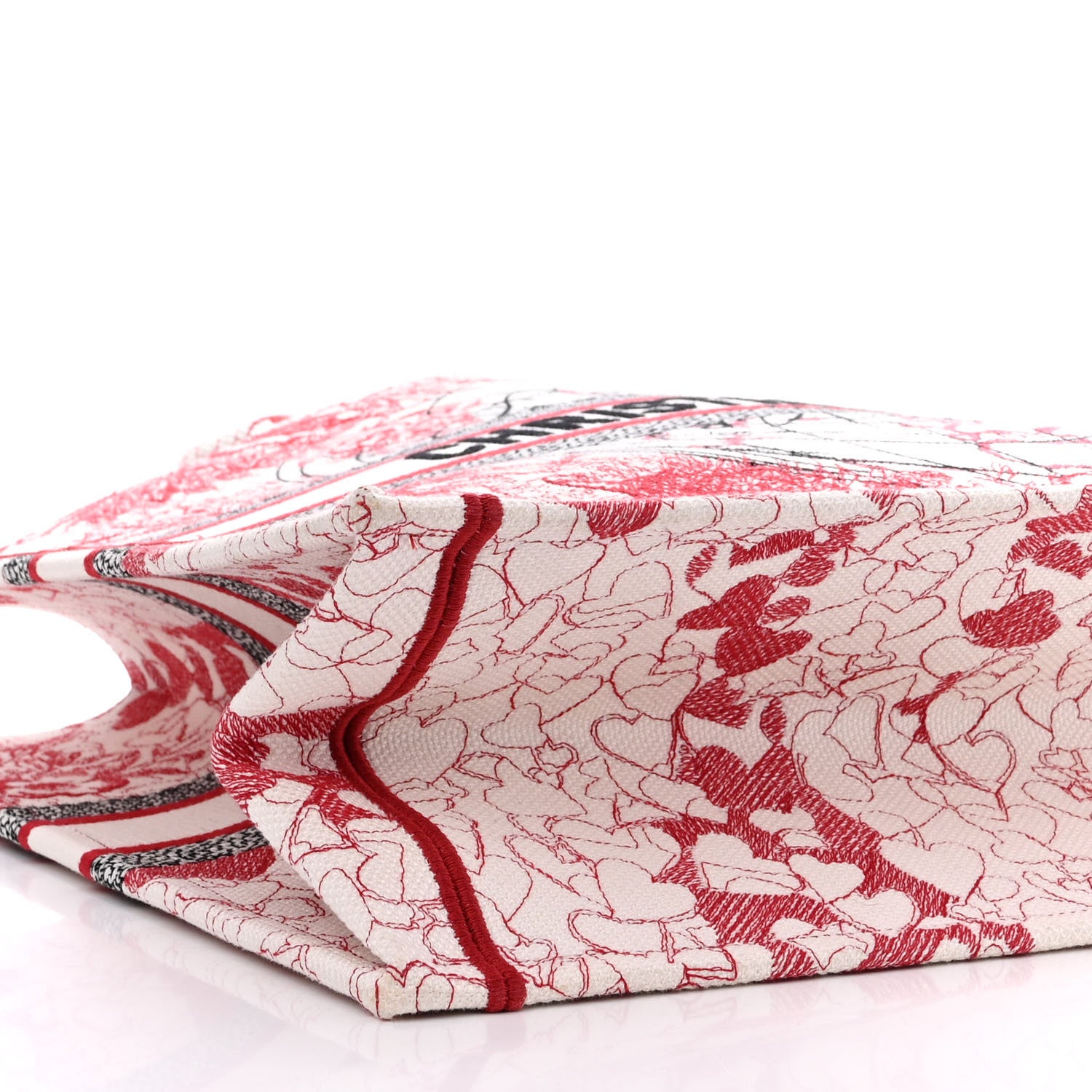 Christian Dior Canvas Embroidered Large Dioramour D-Royaume Book Tote Red Multicolor 9 of 10