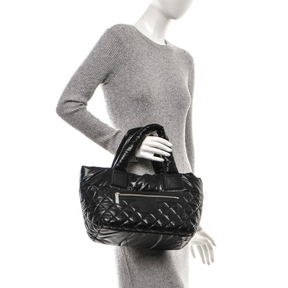 Chanel Nylon Quilted Coco Cocoon Medium Reversible Tote Black Red 2 of 7