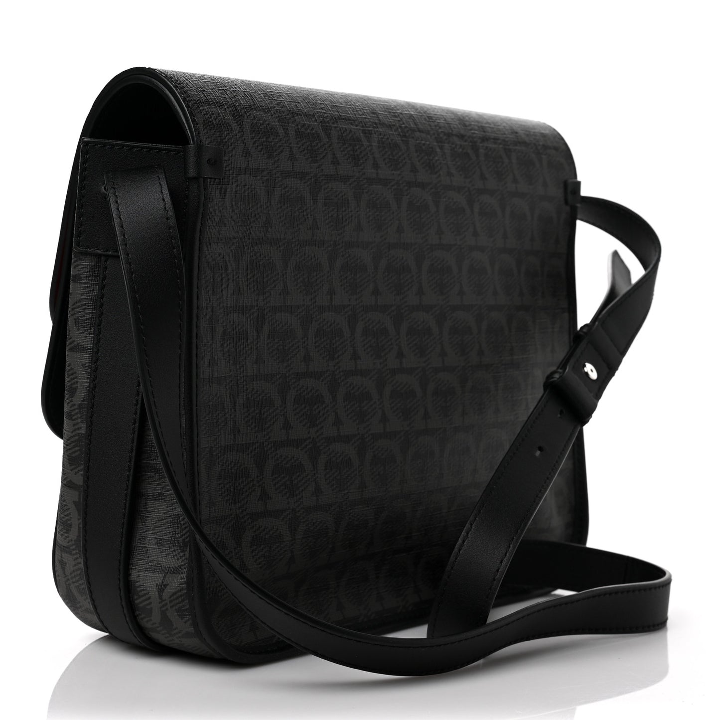 Calfskin Gancini Messenger Bag Black