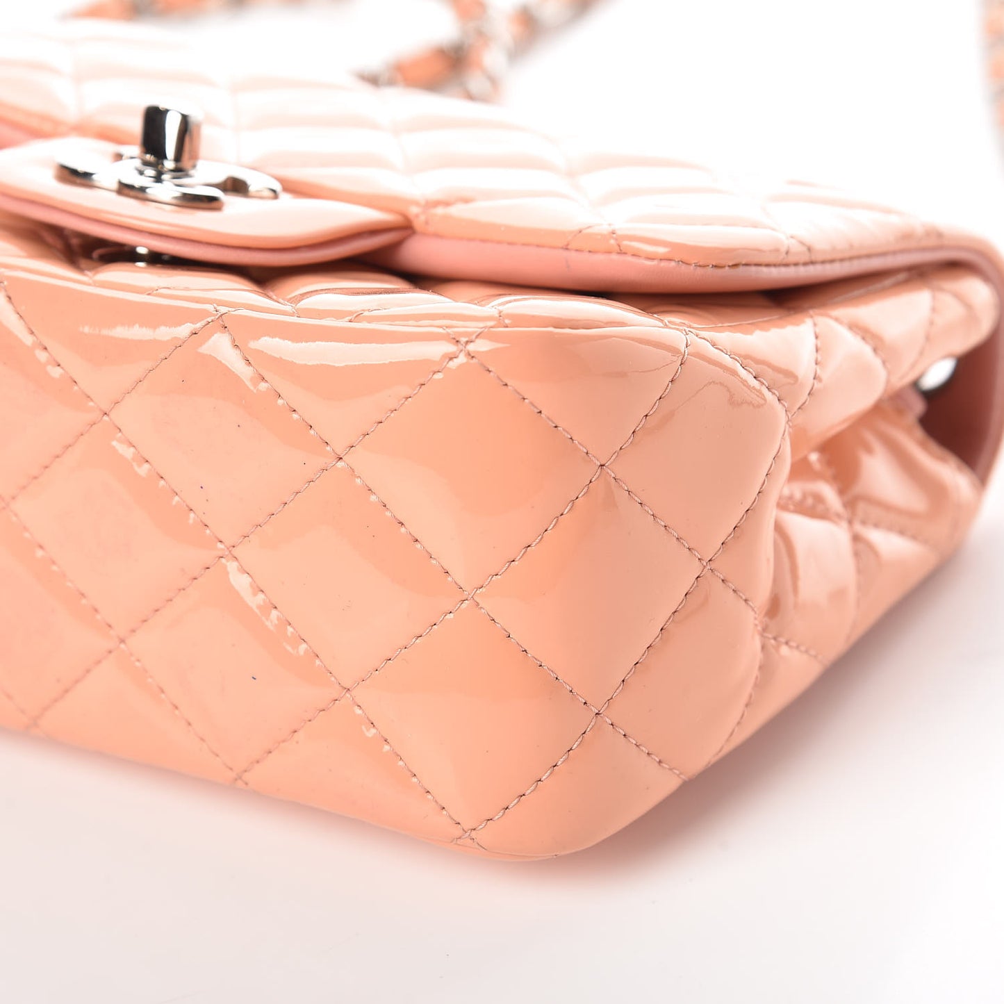 Patent Quilted Mini Square Flap Pink