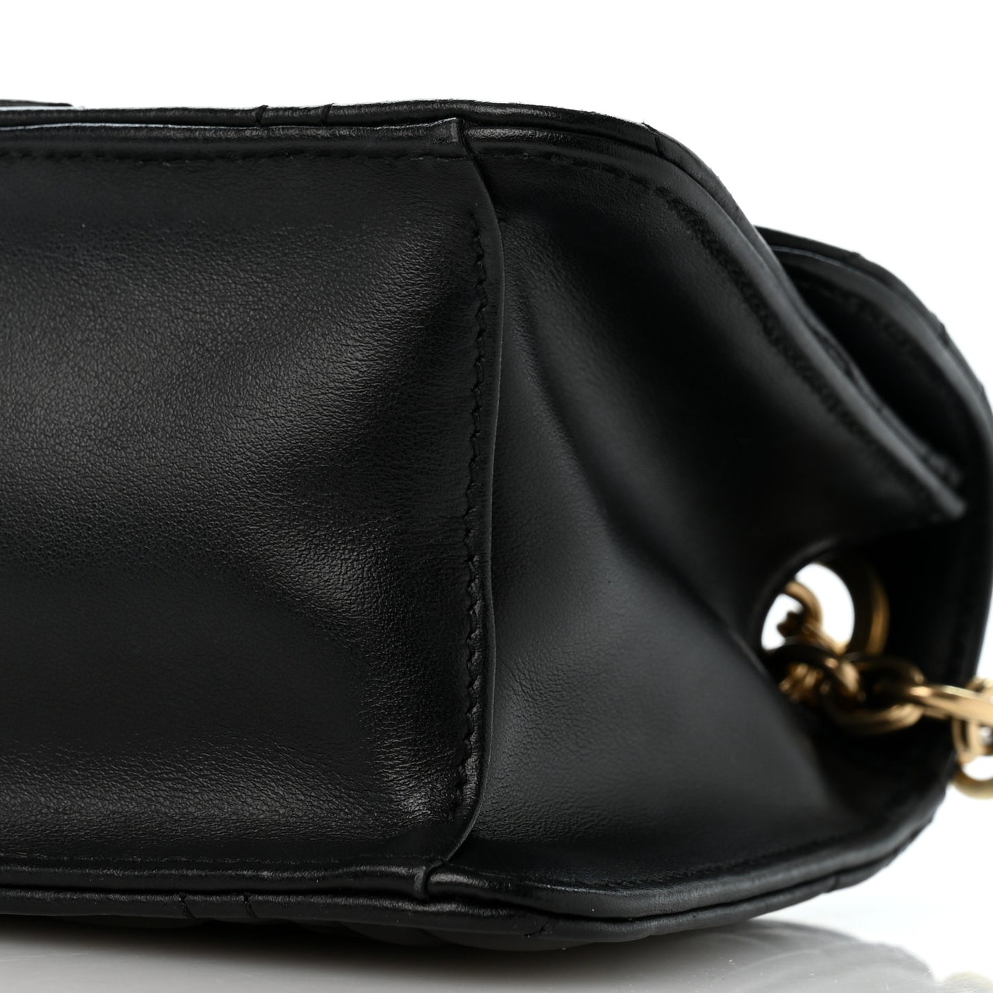 Calfskin Quilted Gancini Flap Bag Black