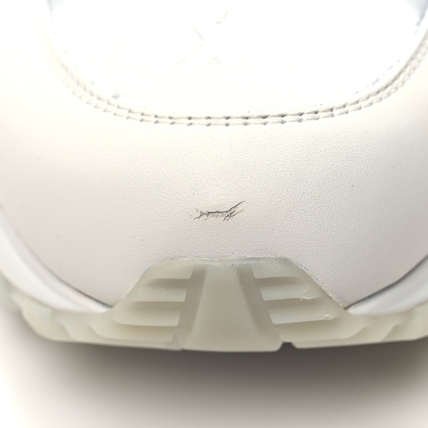 Louis Vuitton Iridescent Textile Monogram Calfskin Mens Run Away Sneakers 7 White 10 of 12